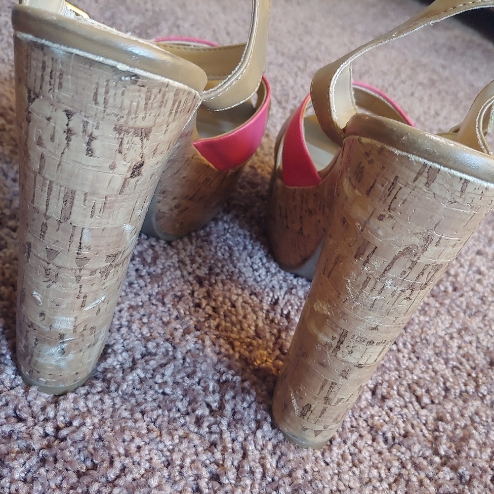 Lc Lauren Conrad tan&pink 4" chucky heels - Picture 6 of 7